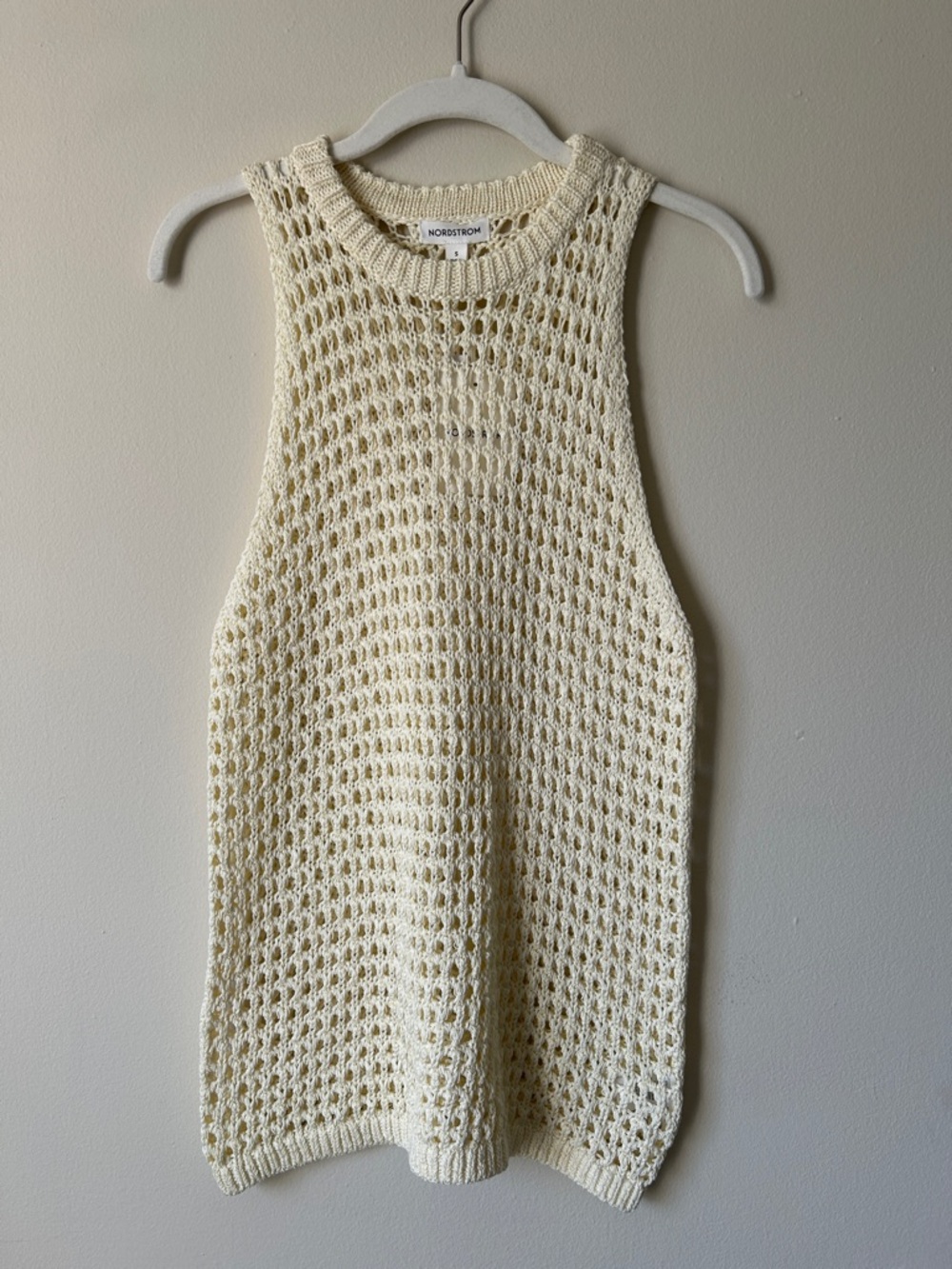 Nordstrom Cream Crochet Tank Knit Sleeveless Top